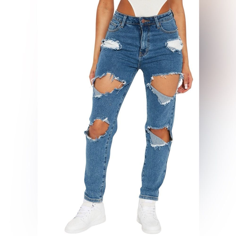 Fashion Nova Boyfriend high waist ripped skinny jeans size 5